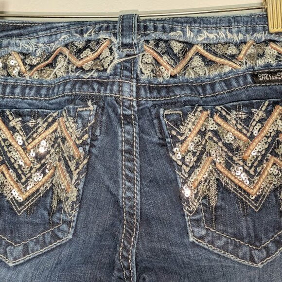 Miss Me Boot Cut Dark Wash Blue Jeans, Girls  (26”x25”) - Picture 3 of 9